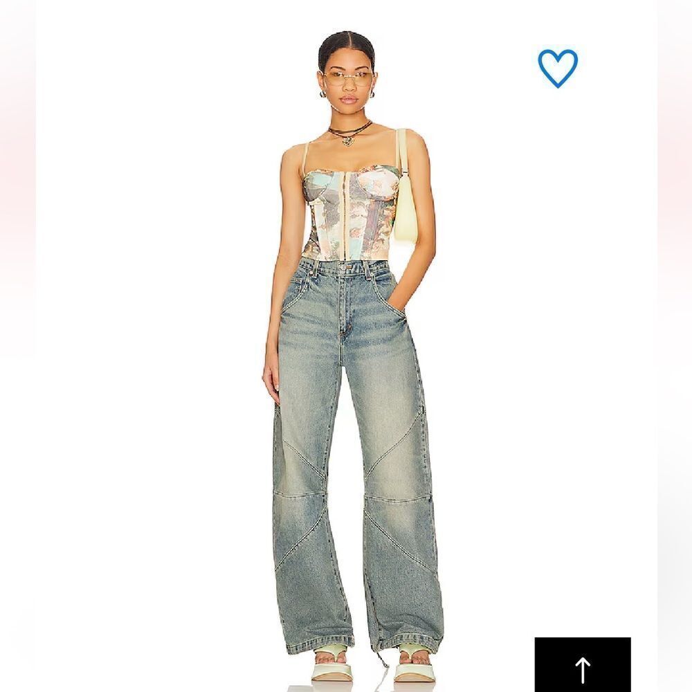 Superdown Ziva bustier top multicolor mesh Rococo hook front corset Revolve L - Picture 10 of 10